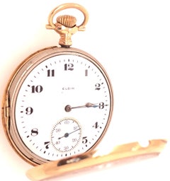 Elgin 14 Karat Yellow Gold Open Face Antique Pocket Watch