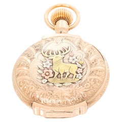 Elgin 14k Gold 18 Size Box Hinge Multi-Color Antique Pocket Watch