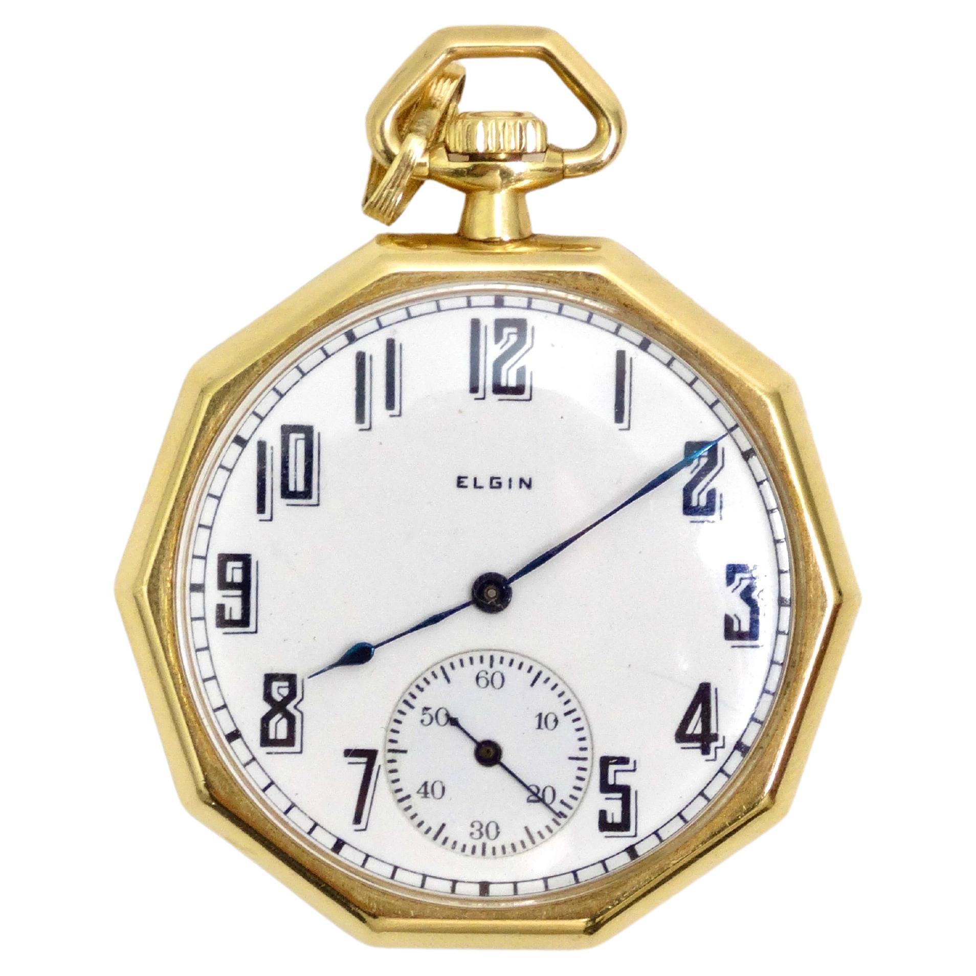 14k Gold Taschenuhr/Anhänger von Elgin