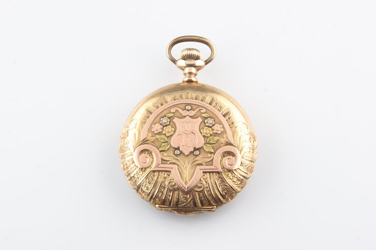 Elgin 14 Karat MultiColor Gold 17Jewel Antique Pocket Watch Full