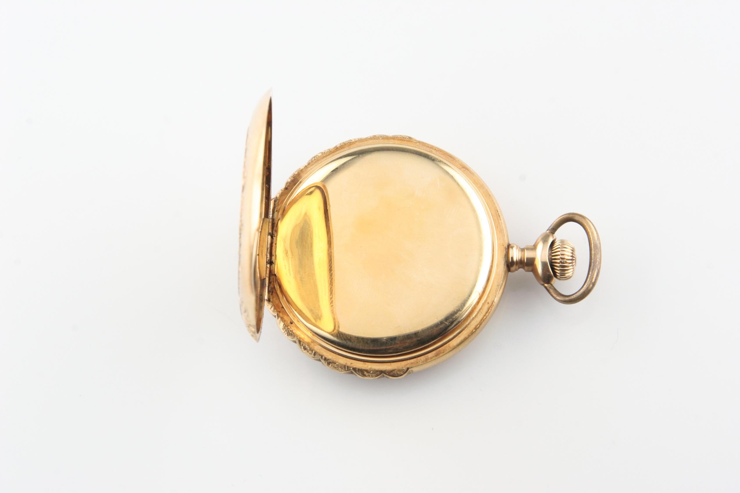 Women's or Men's Elgin 14 Karat Multi-Color Gold 17-Jewel Antique Pocket Watch Full Hunter For Sale
