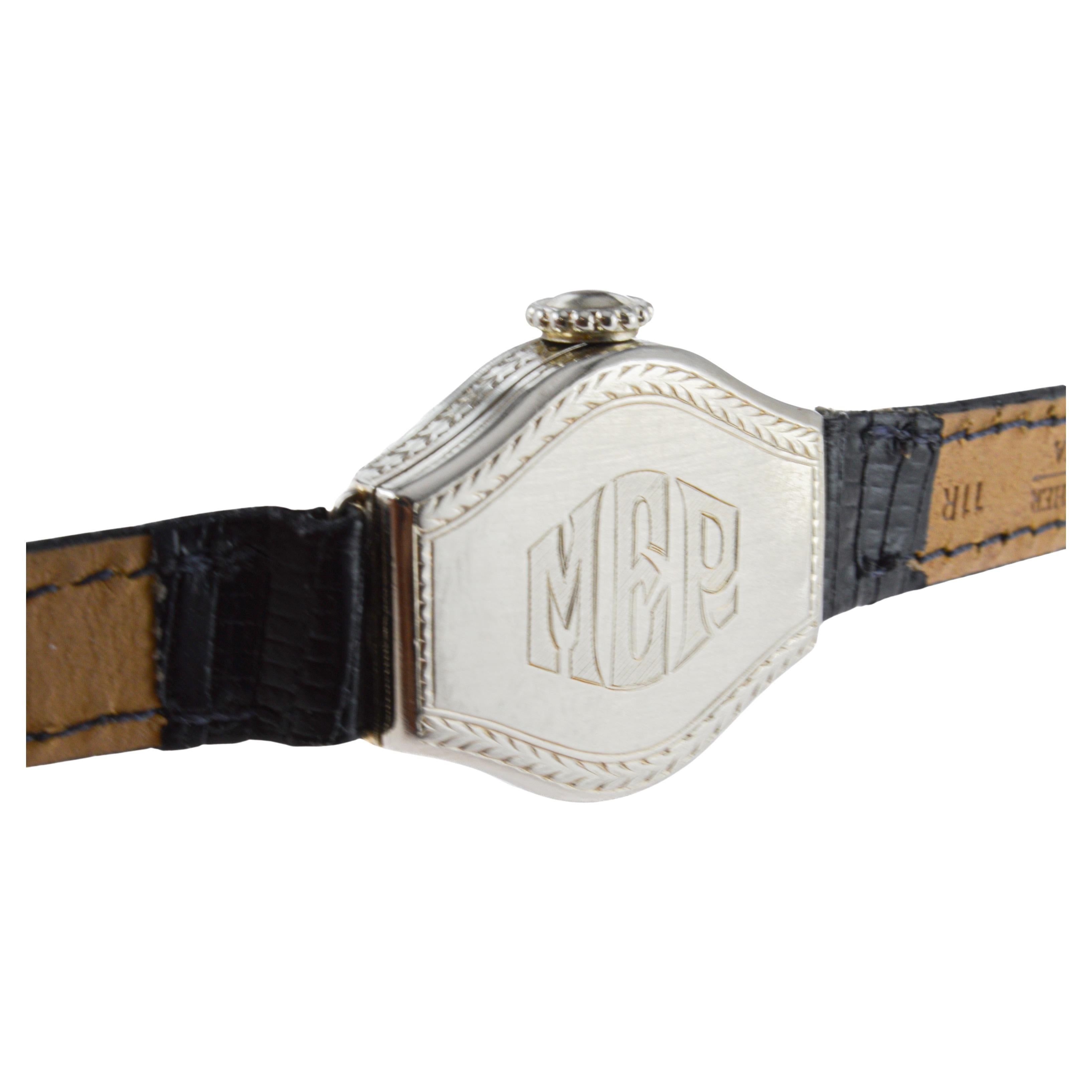 Reloj Art Déco Elgin 14Kt Caja y Esfera Grabadas a Mano  hacia 1922 5