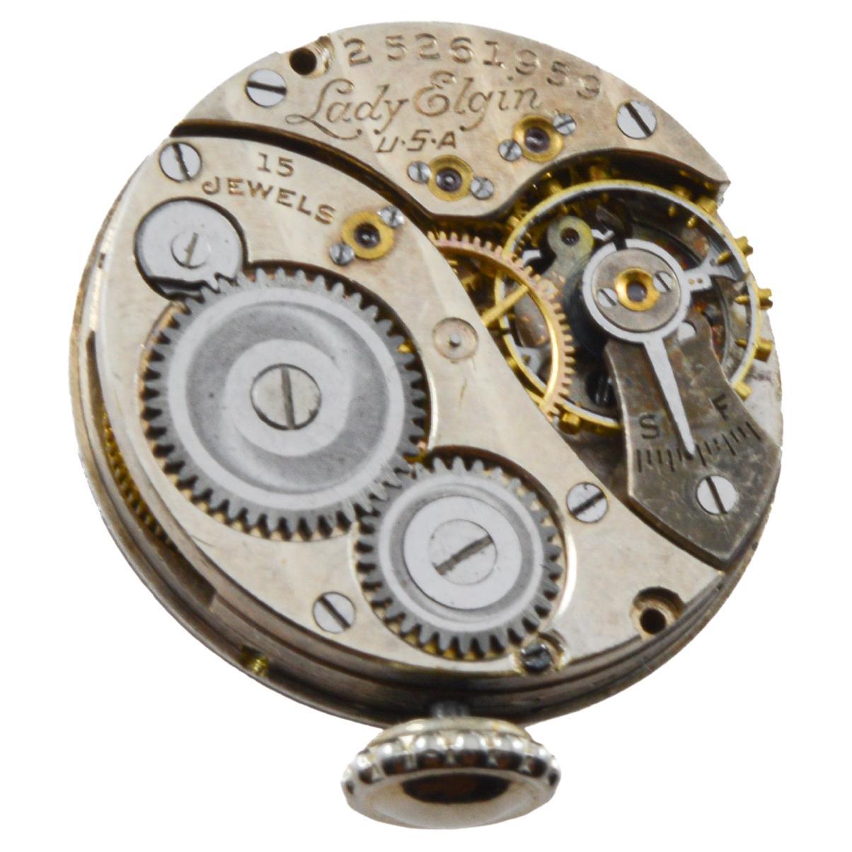 Reloj Art Déco Elgin 14Kt Caja y Esfera Grabadas a Mano  hacia 1922 8