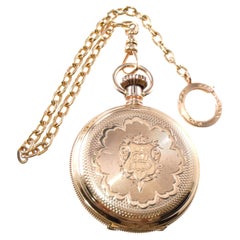 Elgin 14Kt. Gold Hunters Case Pocket with Kiln Fired Enamel Dial from 1887
