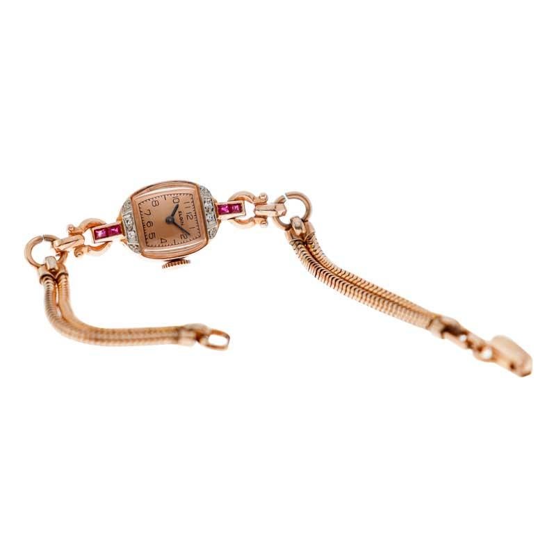 Elgin 14Kt. Solid Rose Gold Art Deco Ladies Dress Watch from the 1940's 8