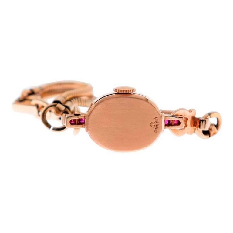 Elgin 14Kt. Solid Rose Gold Art Deco Ladies Dress Watch from the 1940's 5