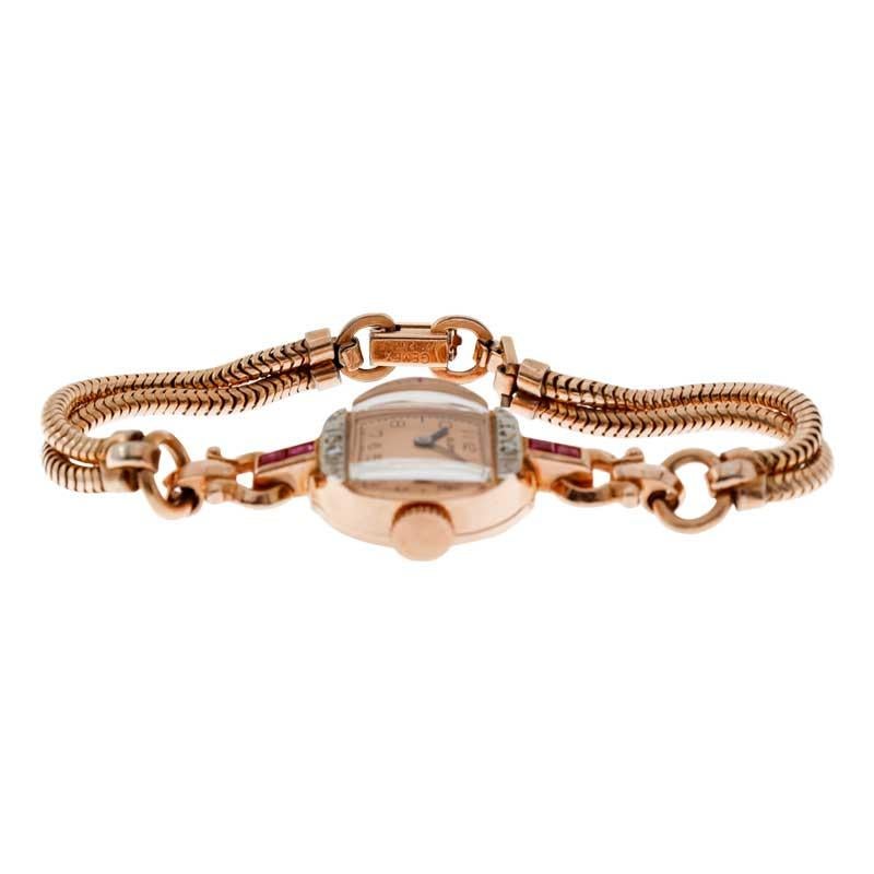 Elgin 14Kt. Solid Rose Gold Art Deco Ladies Dress Watch from the 1940's 3