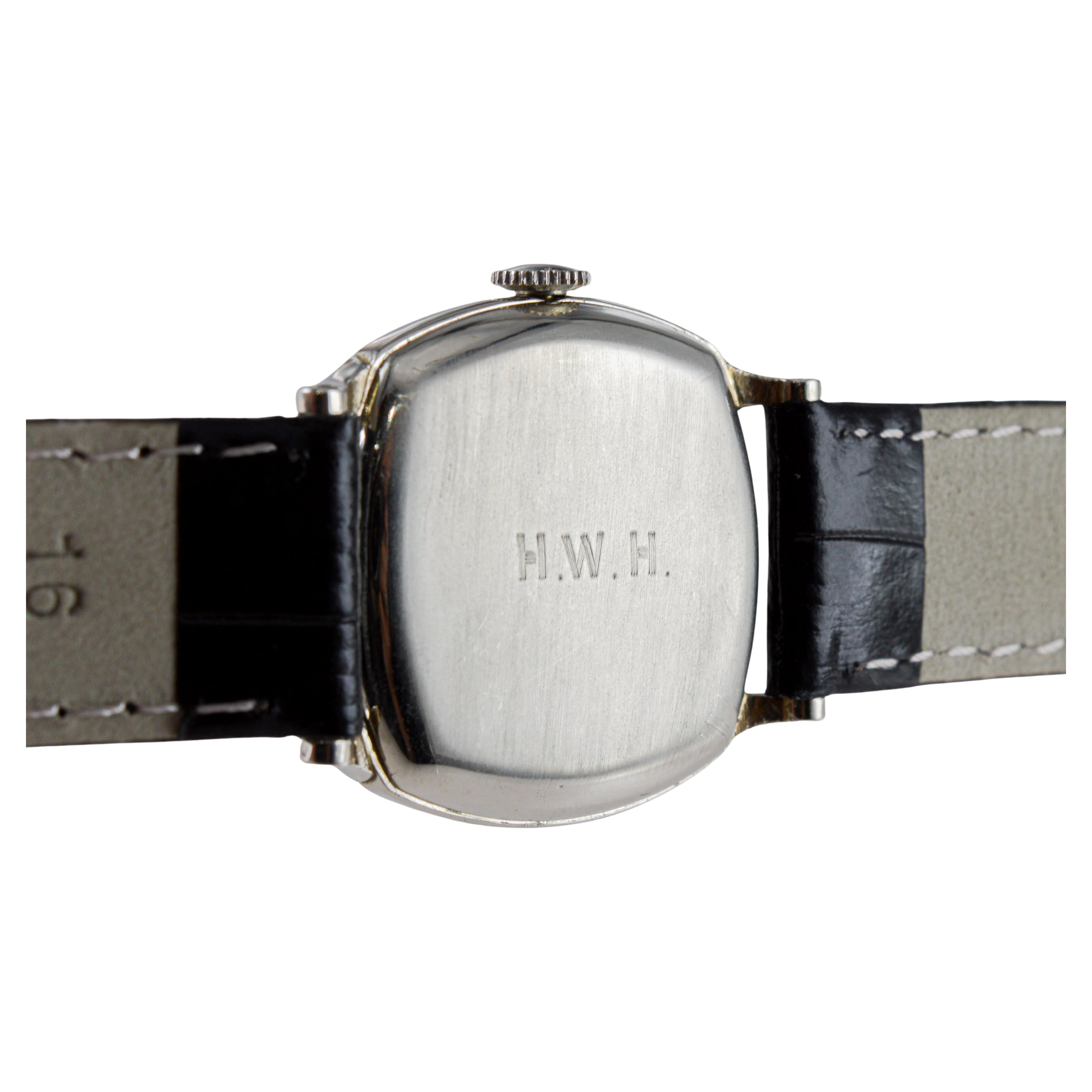 Elgin 14Kt Solid White Gold Art Deco Watch with Original Dial circa 1926 For Sale 9