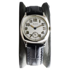 Antique Elgin 14Kt Solid White Gold Art Deco Watch with Original Dial circa 1926