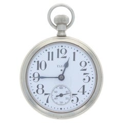 Elgin 15 Father Time Open Face Taschenuhr Silber getönt 388 16s J 21 Salesman's