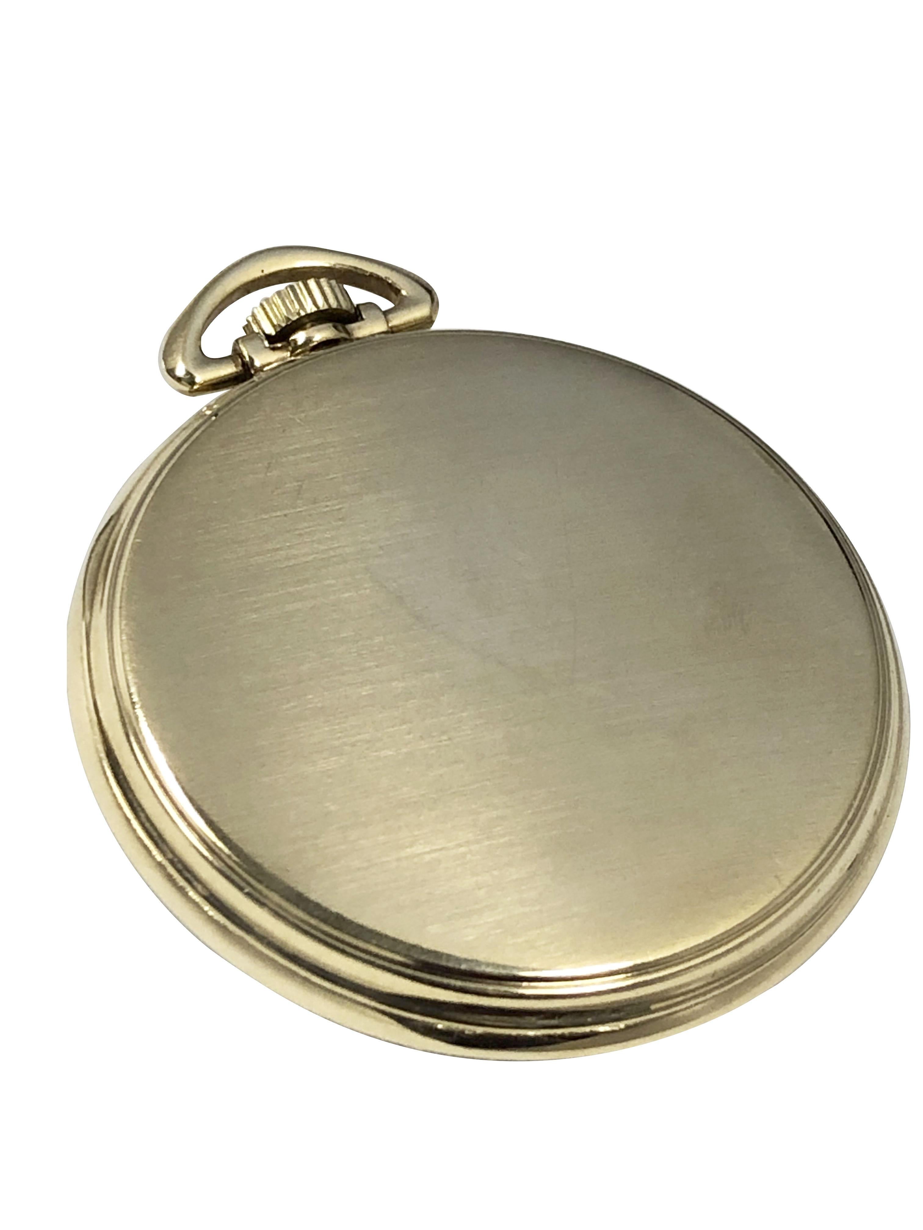 Elgin 1915 Scarce Hebrew Letter Porcelain dial mechanical Pocket watch In Excellent Condition For Sale In Chicago, IL