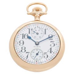 Reloj de bolsillo ferroviario Elgin 23 Jewel Veritas Up Down Indicator Very Rare 18 Size