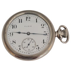 Elgin 52mm 1906 Pocket Watch, 17 Jewel Serviced 90-Day Warranty, Serial 12195791