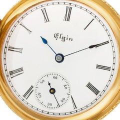 Elgin 563174 Pocket Watch 14k Yellow Gold White Dial Case Manual