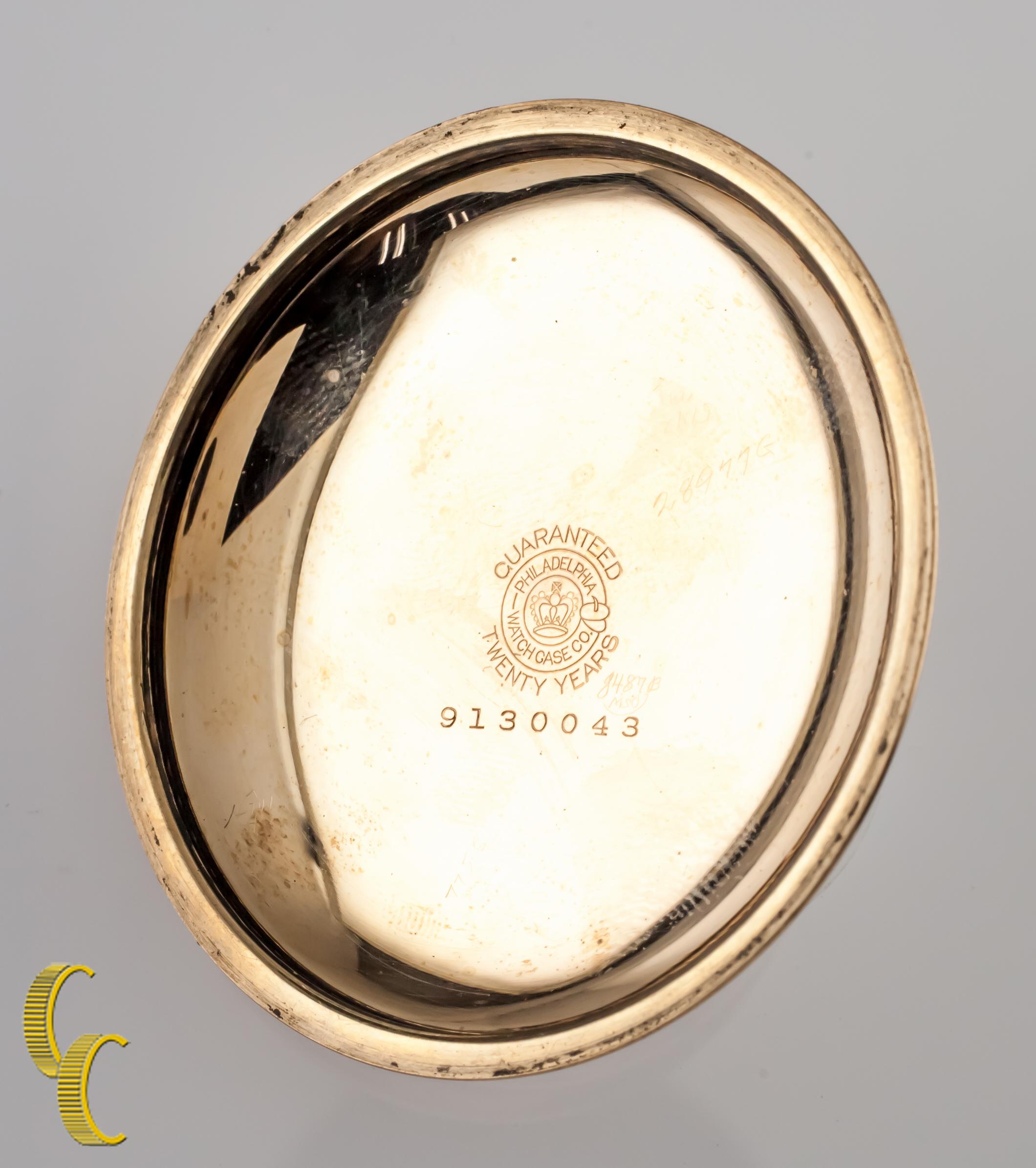 Elgin Antike offene goldgefüllte Taschenuhr Gr 27 15 Jewell im Zustand „Relativ gut“ im Angebot in Sherman Oaks, CA