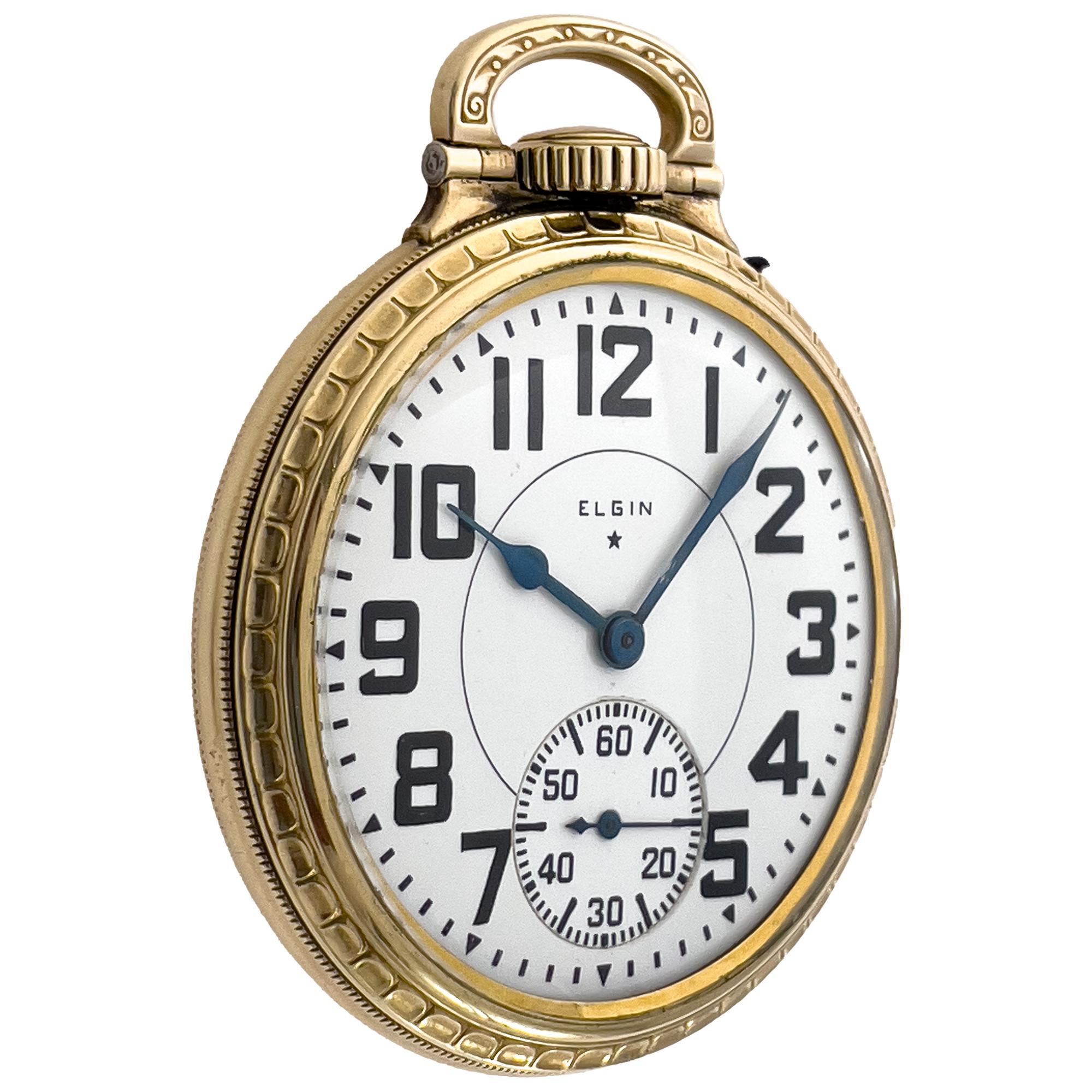 Elgin National Watch Company B.W. Raymond mit Goldfüllung. Handbuch. 16 Größe/50 mm Gehäusegröße. 21 Jewels 5 eingestellte Positionen. Gehäuse signiert 