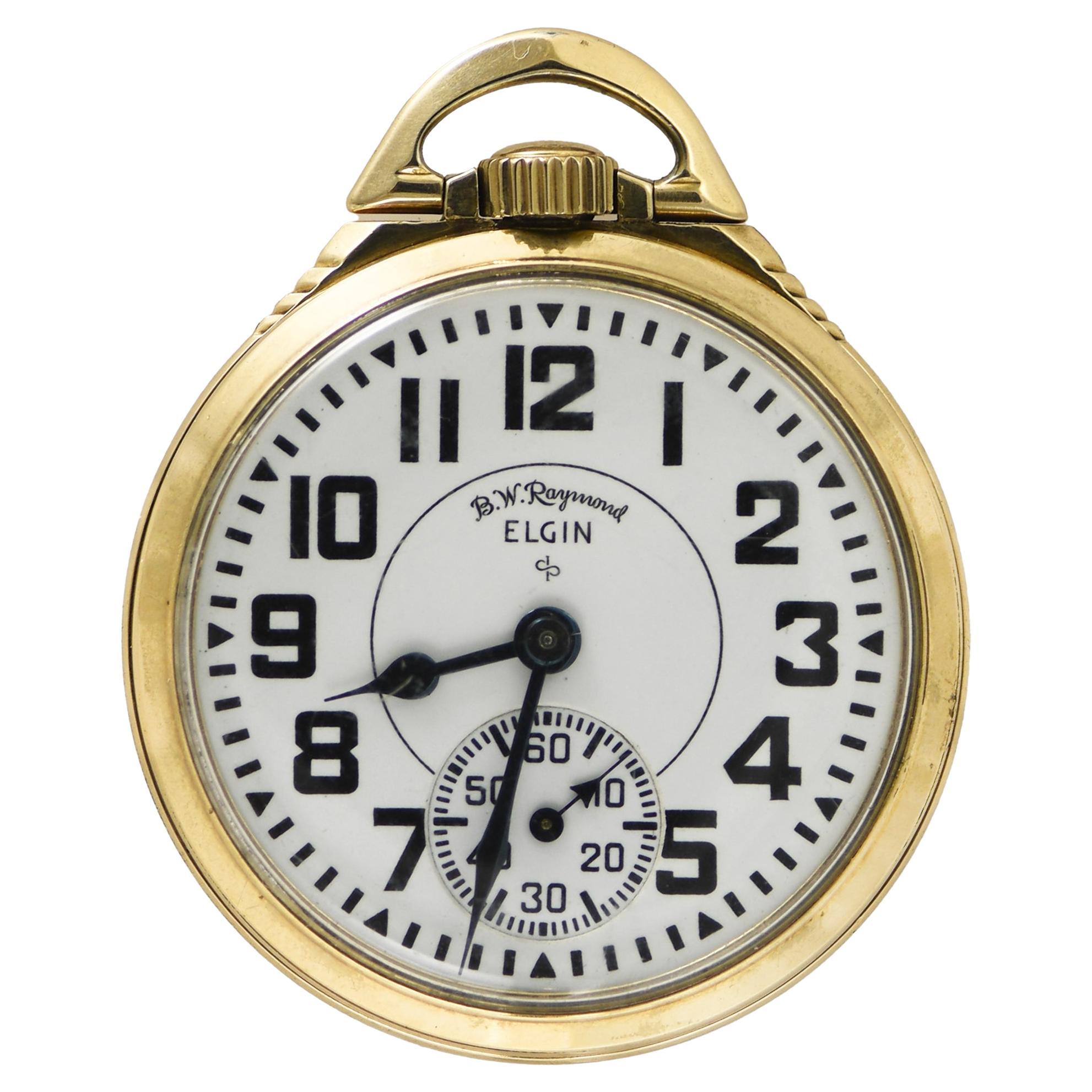 Elgin B.W. Raymond Pocket Watch 21 Jewels, Gold Filled For Sale