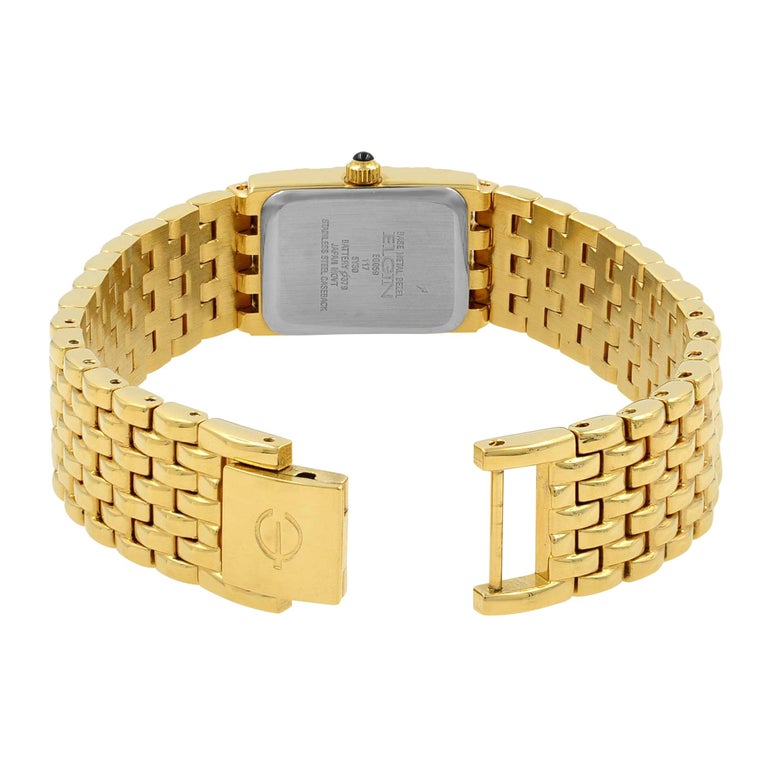 Base Metal Elgin Gold Watches Elgin Diamond Black Dial Yellow Gold