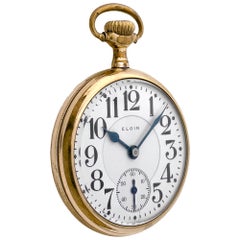 Elgin Double Roller Gold Fill Father Time Pocket Watch 4396587 Case