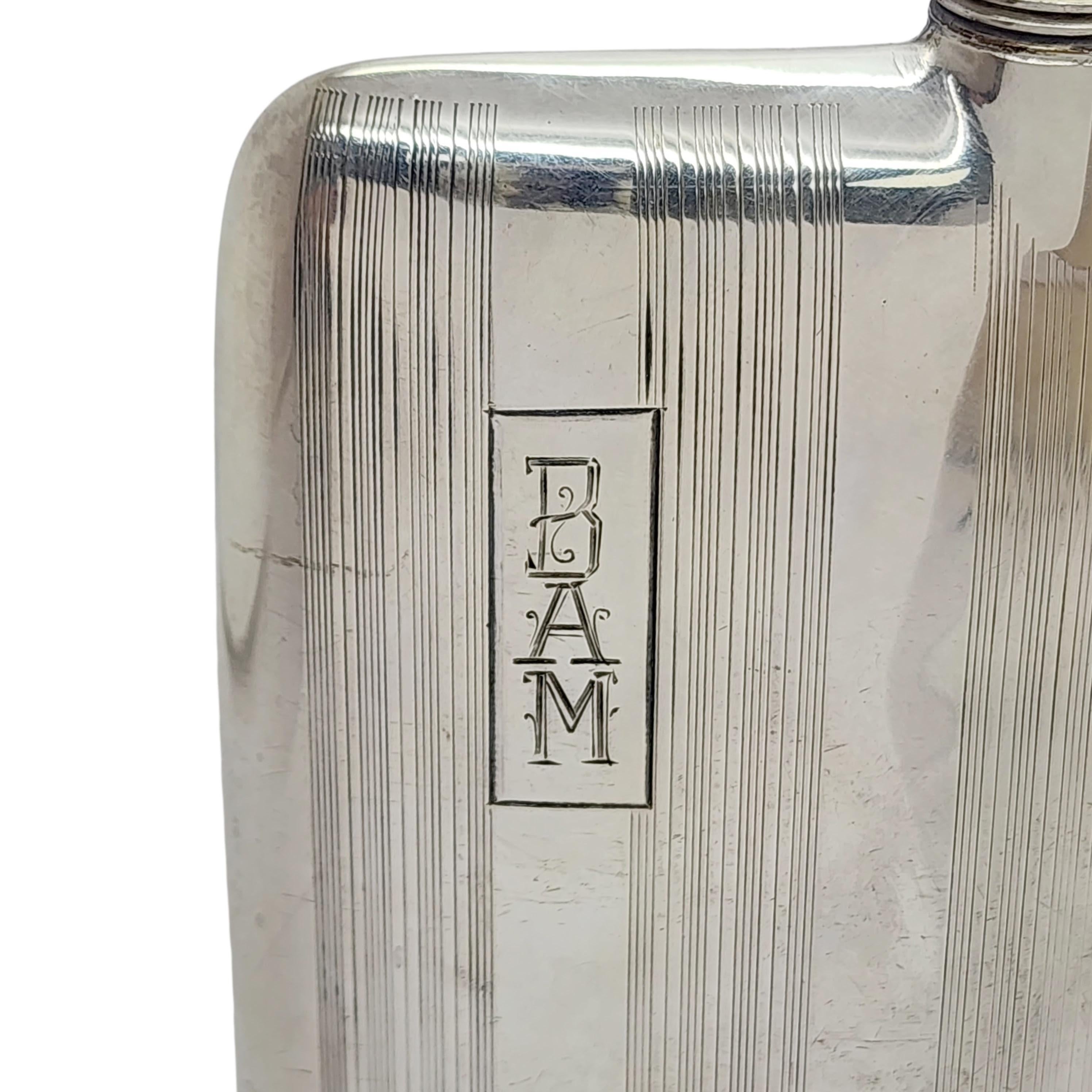 Elgin EAM Sterling Silver Hip Flask w/Mono #15757 In Good Condition For Sale In Washington Depot, CT
