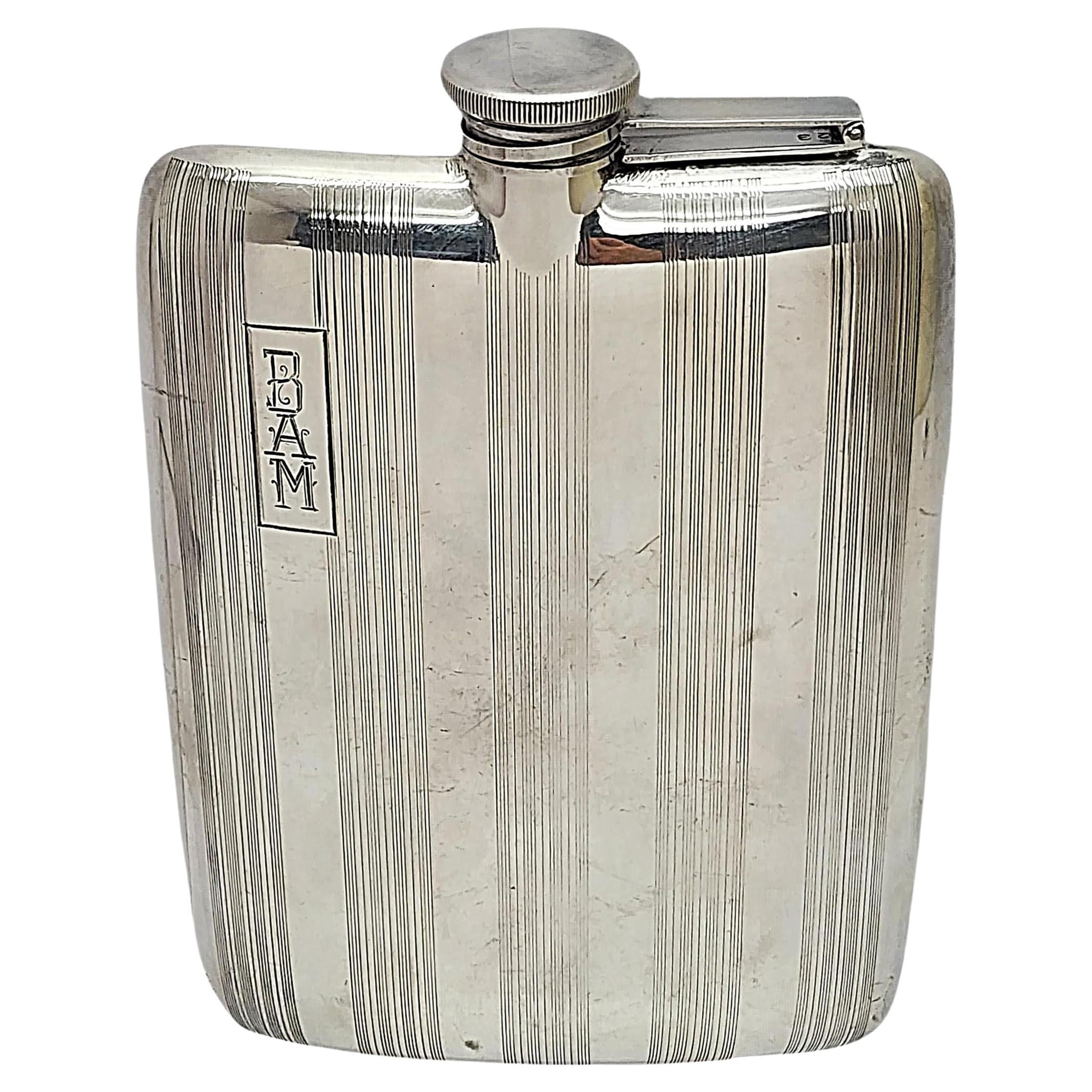 Elgin EAM Sterling Silver Hip Flask w/Mono #15757 For Sale
