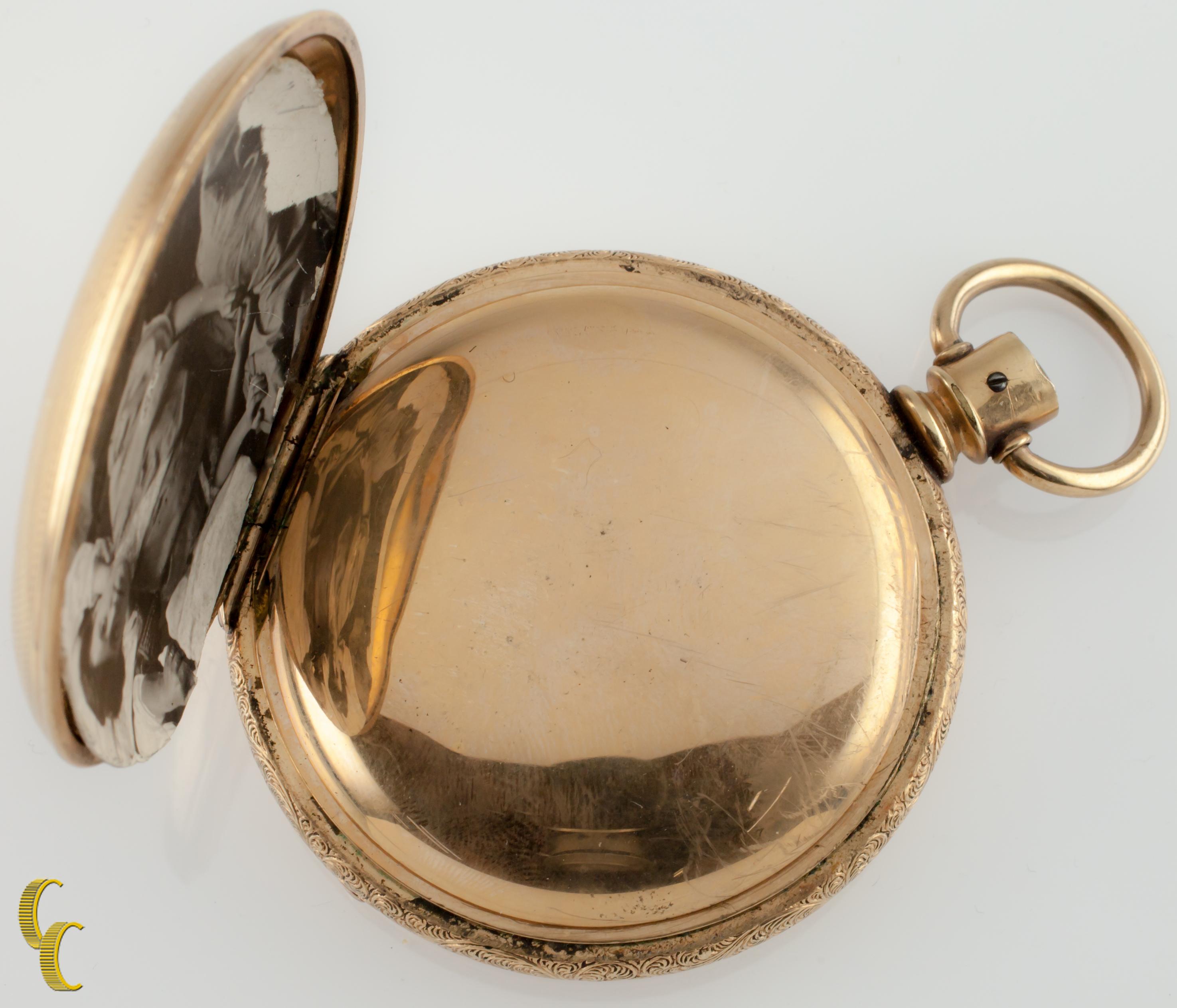 Women's or Men's Elgin Full Hunter Gold Filled Pocket Watch 11 Jewels 1888 Gr: 102 For Sale