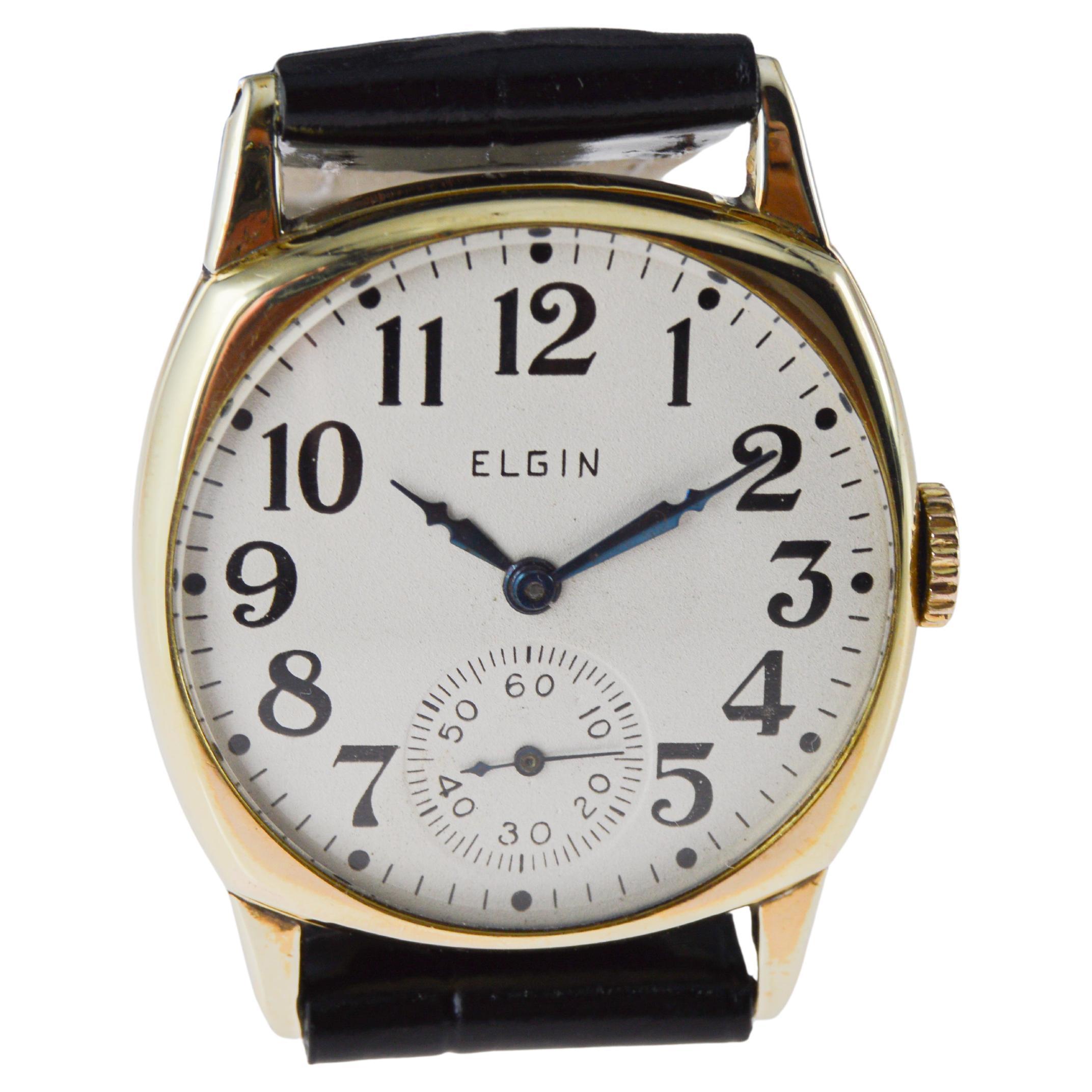 Montre en forme de coussin Art déco, en or, Elgin, circa 1925 en vente 7