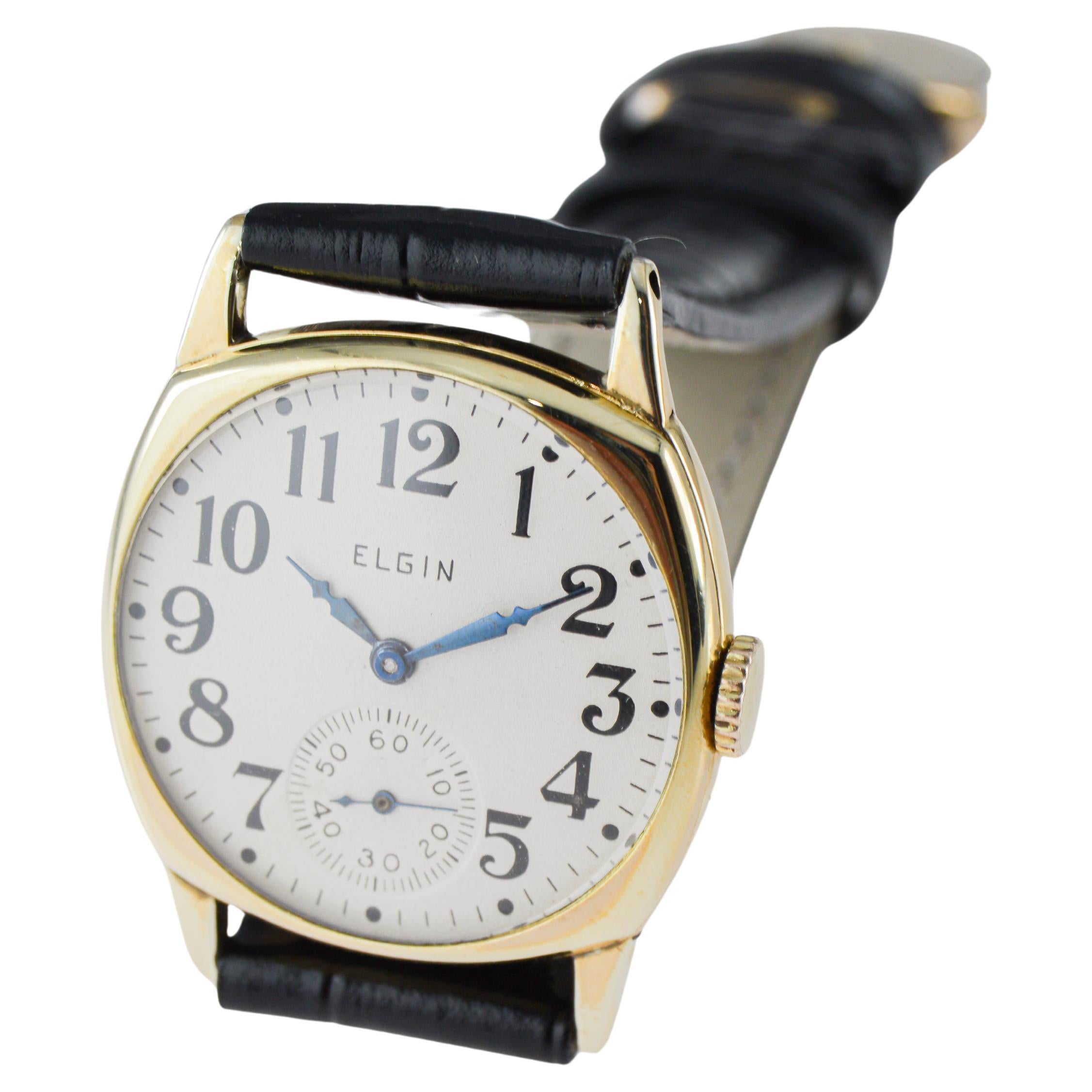 Montre en forme de coussin Art déco, en or, Elgin, circa 1925 en vente 8