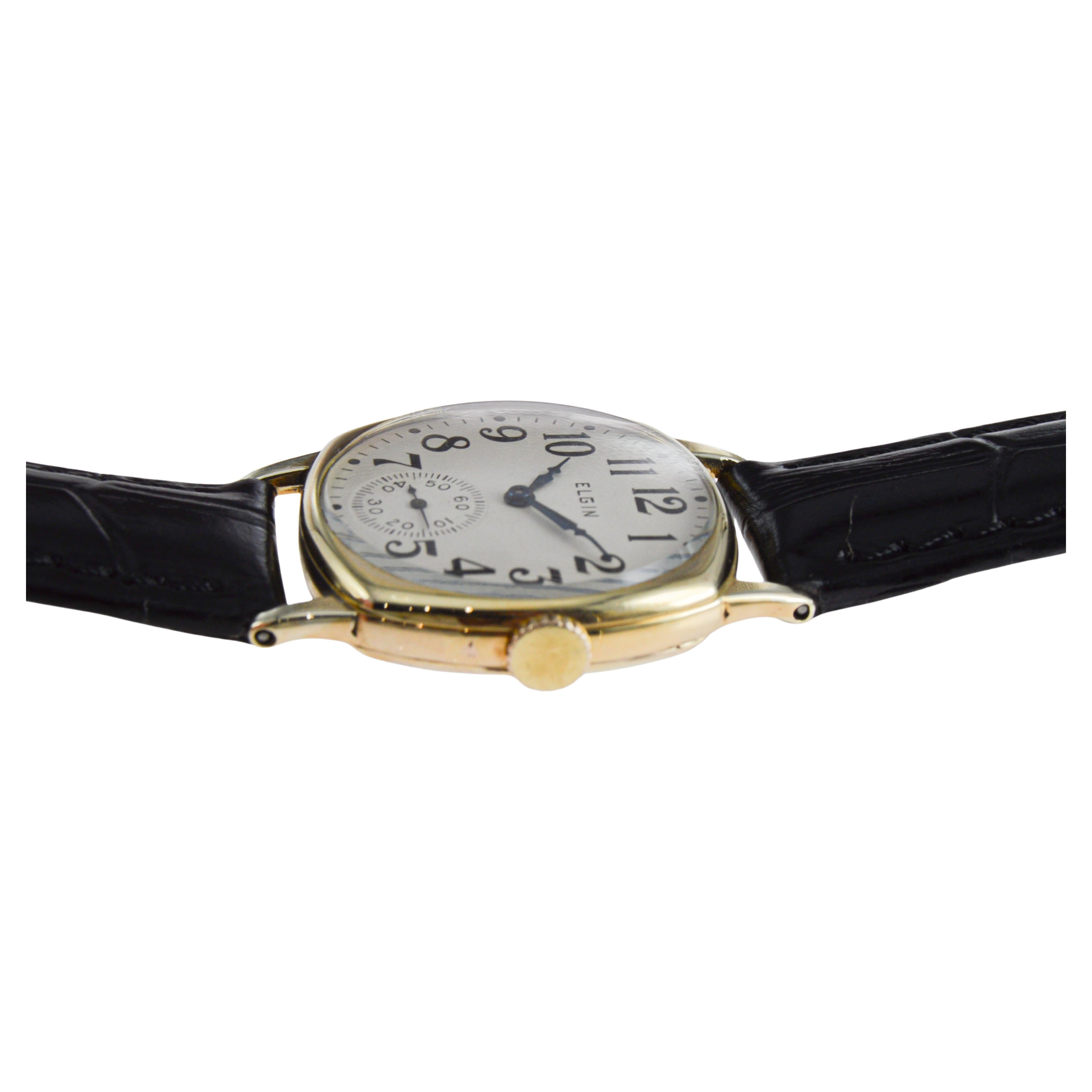 Montre en forme de coussin Art déco, en or, Elgin, circa 1925 en vente 9