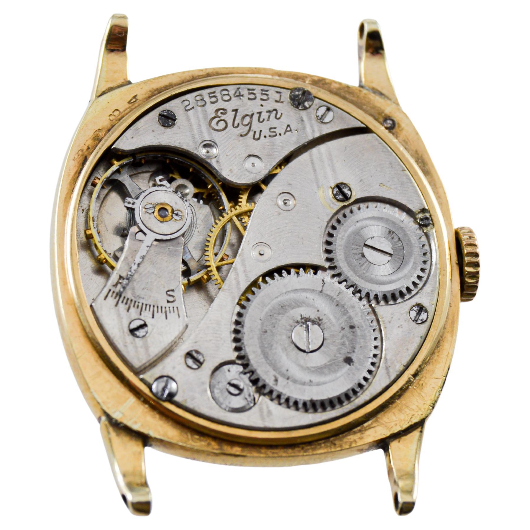 Montre en forme de coussin Art déco, en or, Elgin, circa 1925 en vente 12