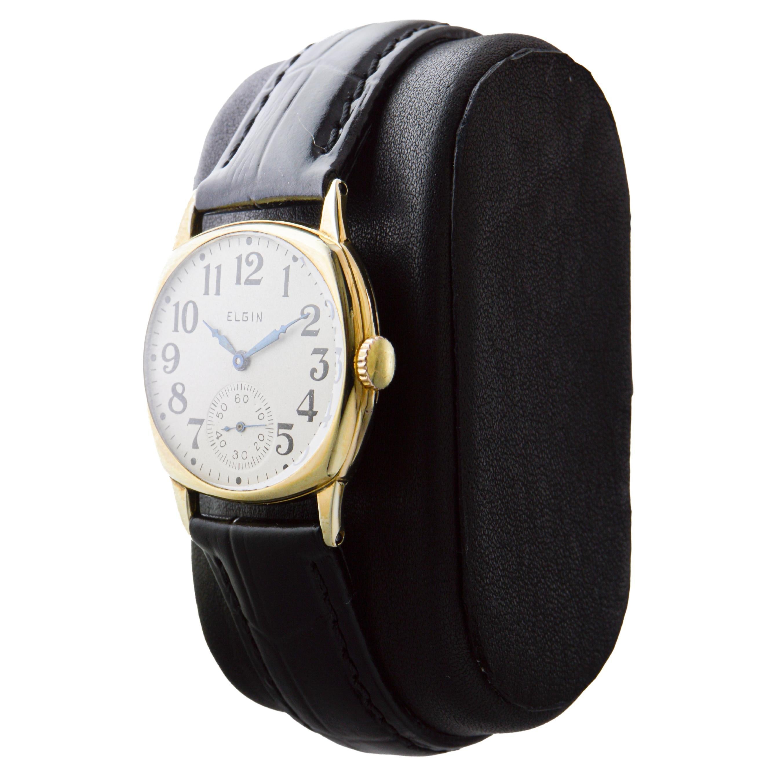 Montre en forme de coussin Art déco, en or, Elgin, circa 1925 en vente 3