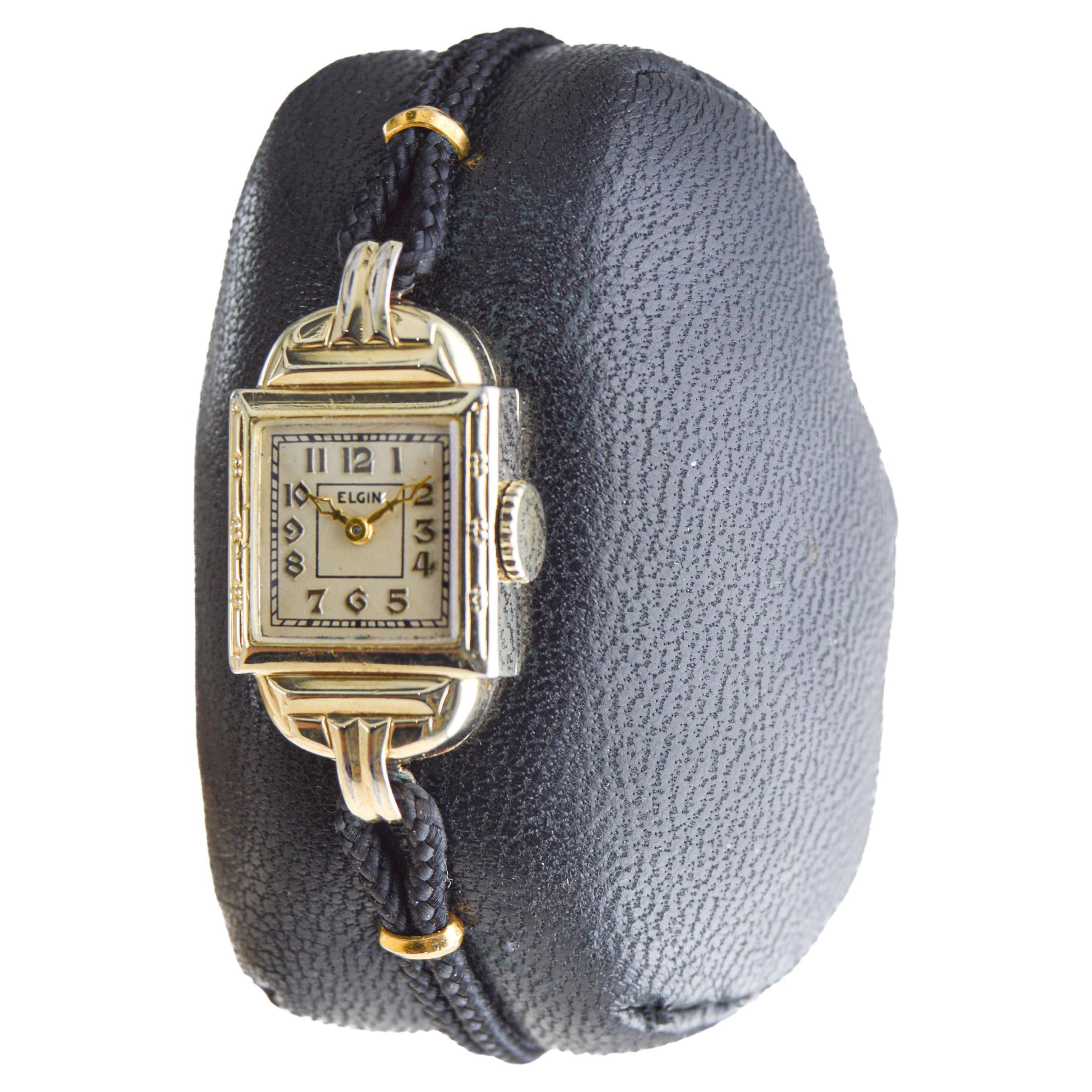 Women's  Elgin Gold Filled Art Deco Ladies Wrist Watch circa, 1930's with Original Dial  For Sale