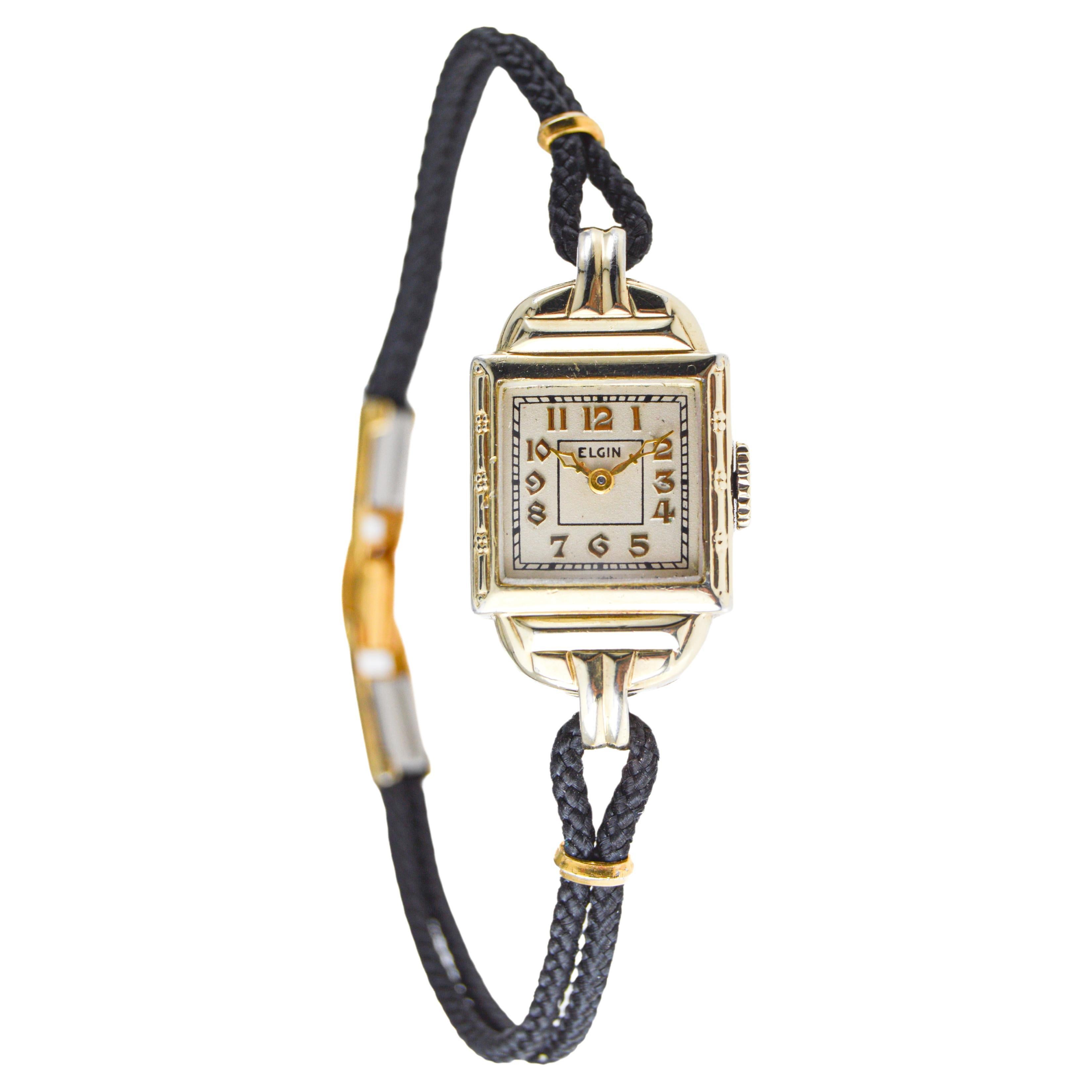  Elgin Gold Filled Art Deco Ladies Wrist Watch circa, 1930's with Original Dial  For Sale 1
