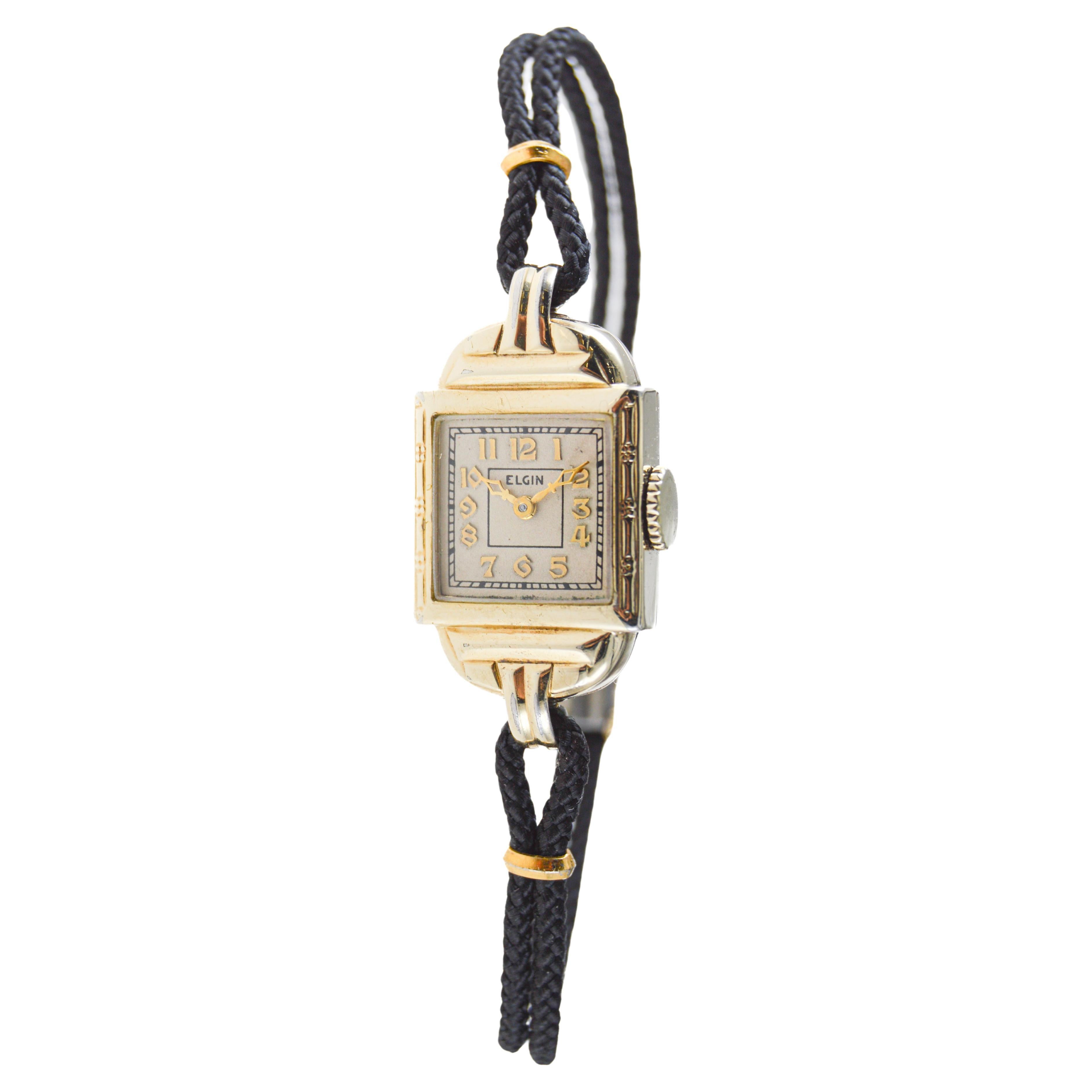  Elgin Gold Filled Art Deco Ladies Wrist Watch circa, 1930's with Original Dial  For Sale 2