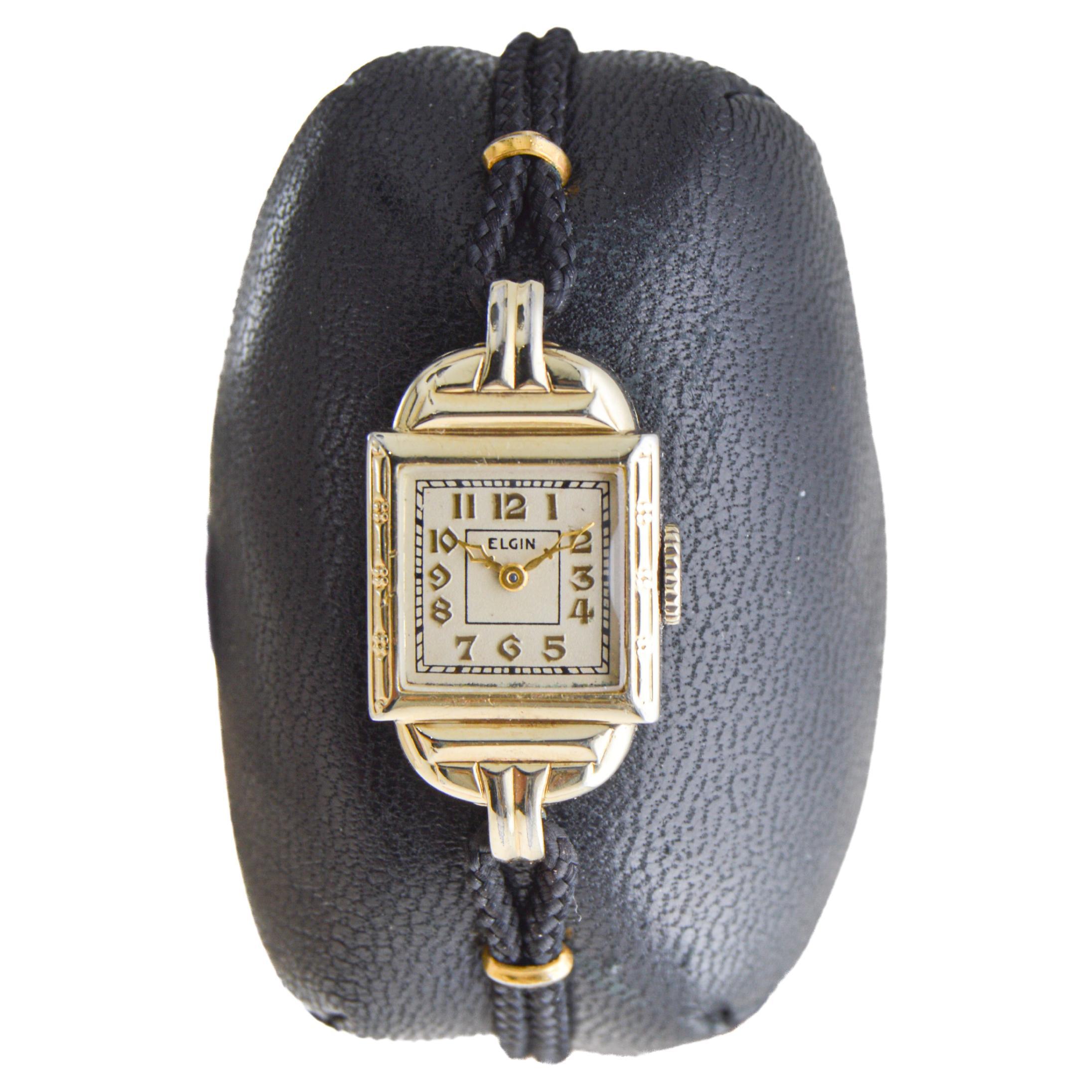  Elgin Gold Filled Art Deco Ladies Wrist Watch circa, 1930's with Original Dial  For Sale