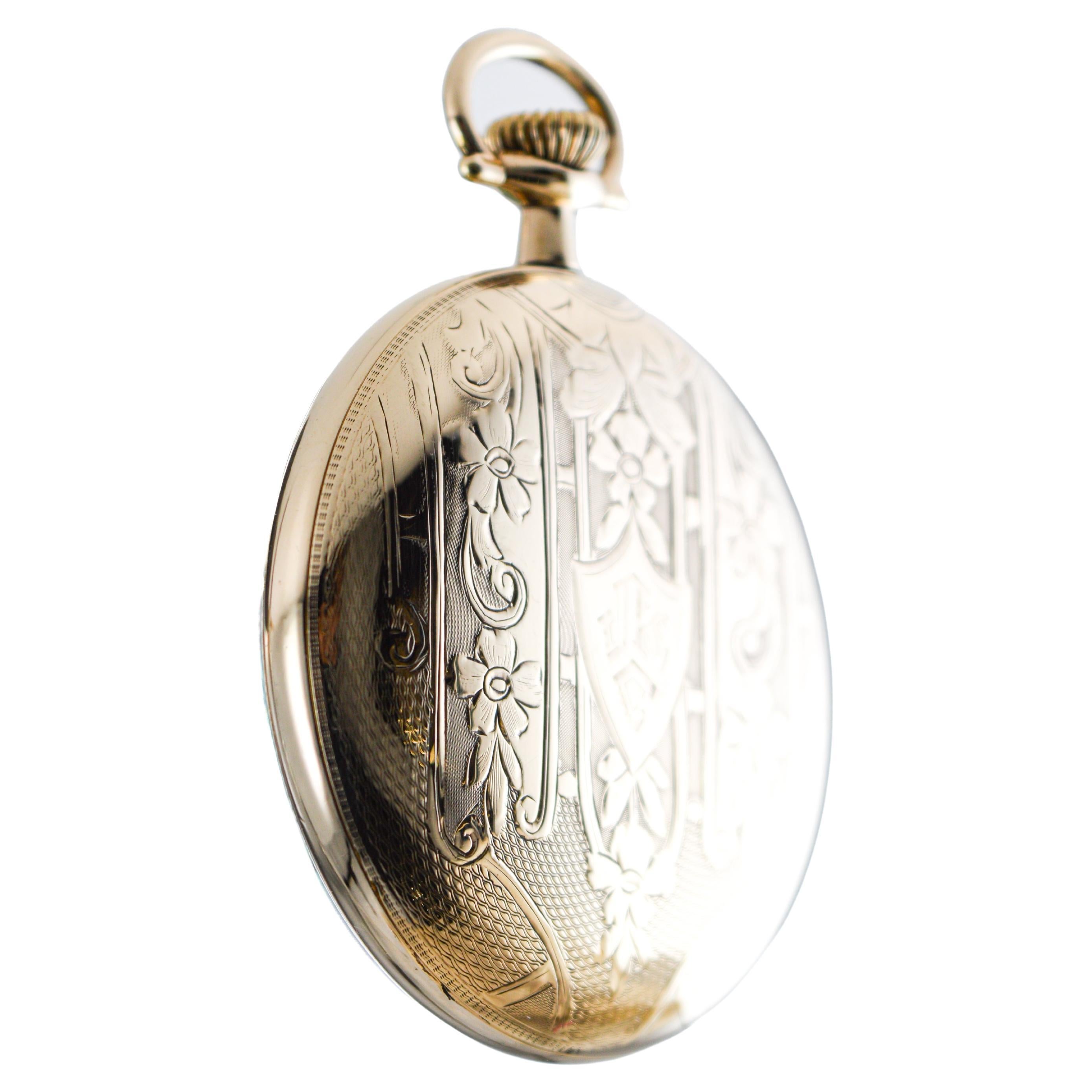 Women's or Men's Elgin Gold Filled Art Deco Pocket Watch with Original Aged Crystal From 1916