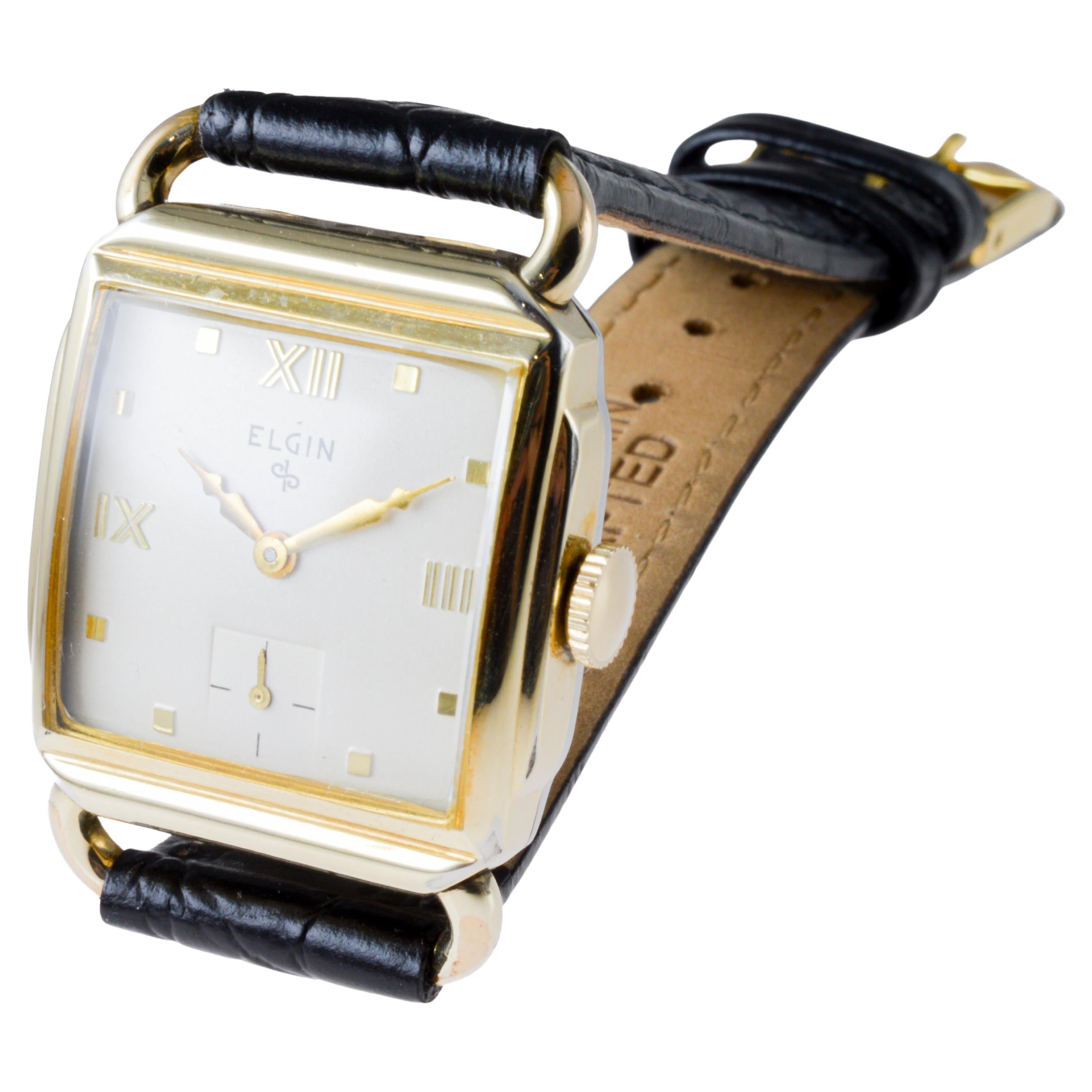 Elgin Gold Filled Art Deco Tank Watch circa 1940's with Flawless Original Dial 9