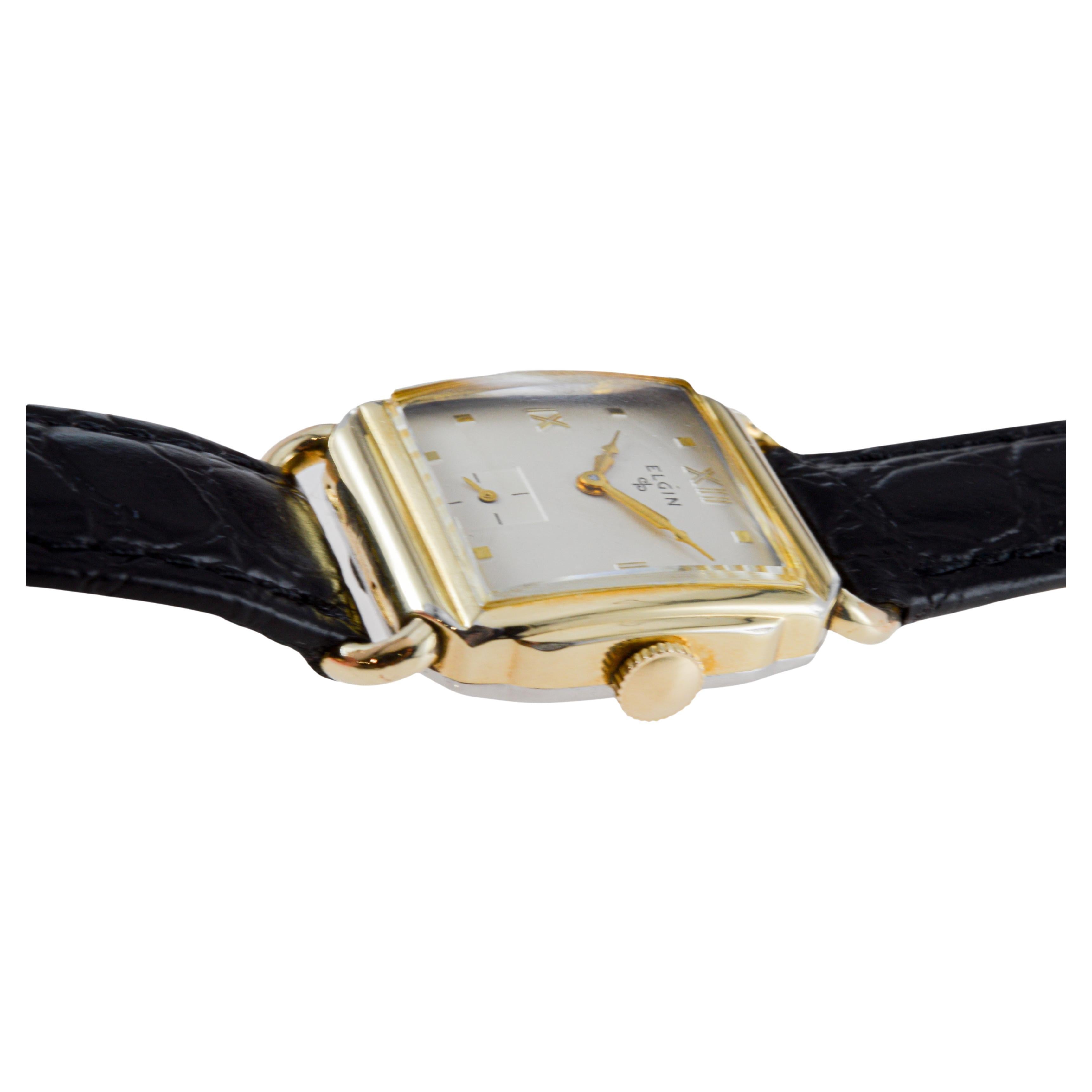 Elgin Gold Filled Art Deco Tank Watch circa 1940's with Flawless Original Dial 10