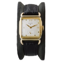 Elgin Gold Filled Art Deco Tank Watch circa 1940's with Flawless Original Dial