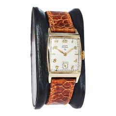 Elgin Gold Filled Art Deco Tonneau Shaped Wristwatch, Circa 1940's