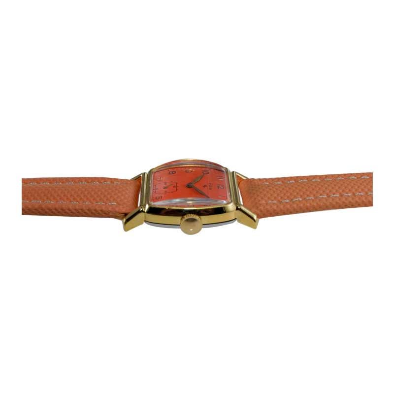 Orologio Art Deco a forma di tortora Elgin, riempito d'oro, degli anni '40 con quadrante personalizzato in vendita 9