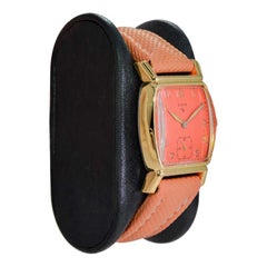 Elgin Montre Art Déco en forme de tortue remplie d'or des années 1940 avec cadran personnalisé