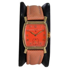 Vintage Elgin Gold Filled Art Deco Tortue Shaped Watch from 1940's with a Custom Dial