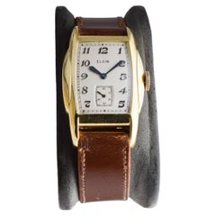 Elgin Gold Filled Art Deco Tortue Shaped Watch with Flawless Original Dial