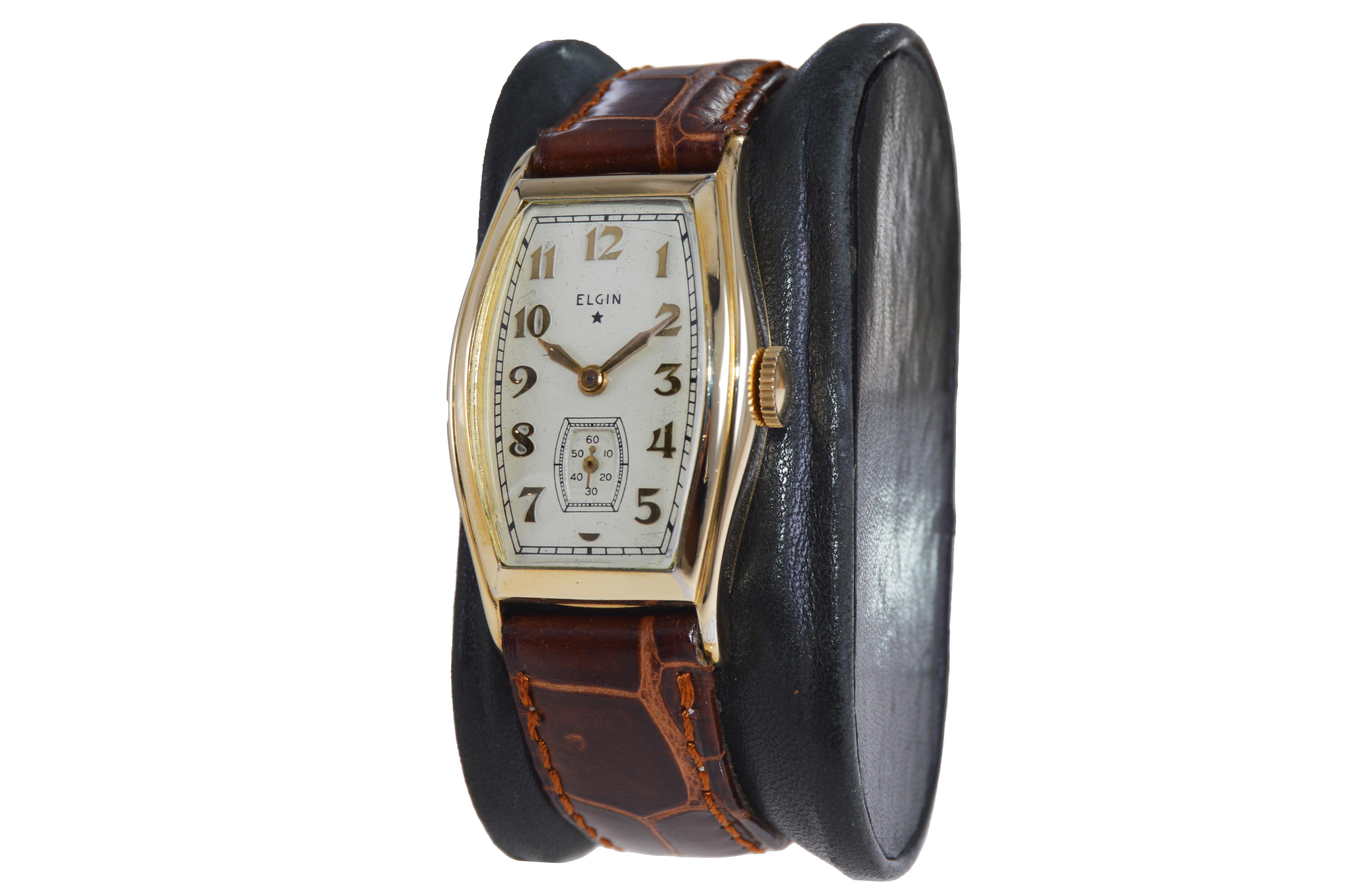 Elgin Gold gefüllte Art-Déco-Uhr in Fackelform mit Original-Zifferblatt von 1935 für Damen oder Herren