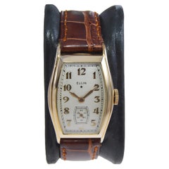 Elgin Montre Art Déco en forme de tortue remplie d'or avec cadran d'origine de 1935