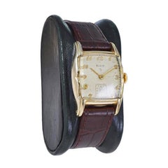 Elgin Gold Filled Art Deco Tortue Shaped Wristwatch Original Design by Cartier