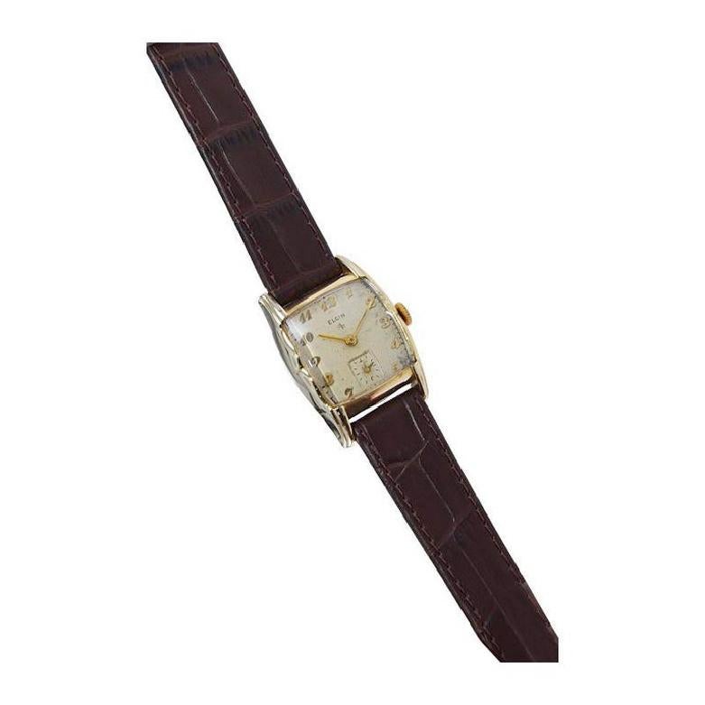Montre-bracelet Art déco Elgin en forme de tortue remplie d'or, design d'origine de Cartier en vente 1