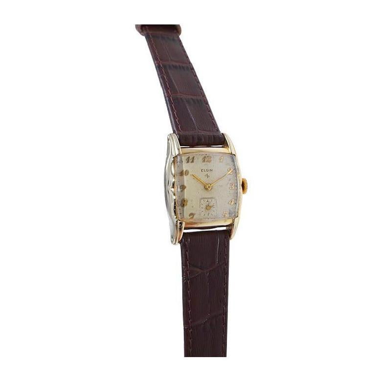 Montre-bracelet Art déco Elgin en forme de tortue remplie d'or, design d'origine de Cartier en vente 4