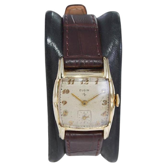 Elgin Gold Filled Art Deco Tortue Shaped Wristwatch Original Design by Cartier For Sale
